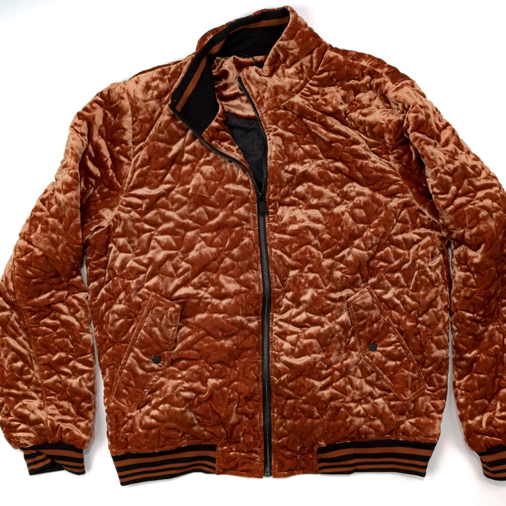 BERNARDO QUILTED VELVET BOMBER JACKET MAHOGANY NWO